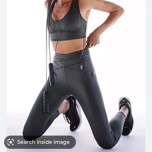 Free people movement gray metallic leggings